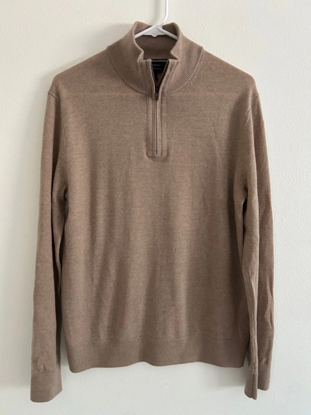 Banana Republic Merino Wool Quarter Zip Sweater Tan Medium